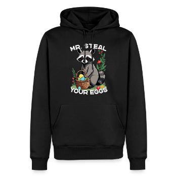 Lustiger Eier Dieb Waschbären Osterhasen Design - Männer Premium Bio Hoodie - Schwarz - Vorne - Nico (187cm)