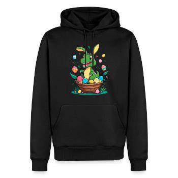 Iconic Easter Dinosaur and Dinosaur Easter Bunny - Men’s Premium Organic Hoodie - black - Front - Nico (187cm)