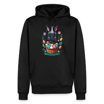 Funny Unicorn Easter Bunny Cute Easter Unicorn - Men’s Premium Organic Hoodie - black - Front - Nico (187cm)