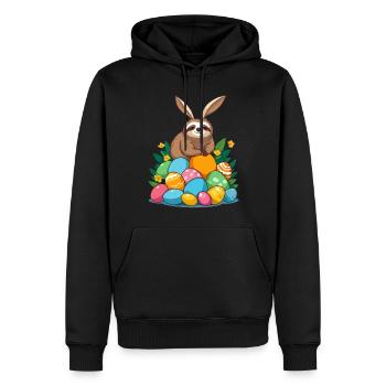 Lustiges Faultier Osterhase Ikonisches Ostern - Männer Premium Bio Hoodie - Schwarz - Vorne - Nico (187cm)