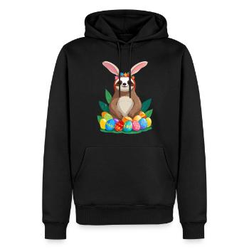 Drôle de paresseux lapin de Pâques emblématique Pâques - Sweat à capuche Premium bio Homme - noir - Devant - Nico (187cm)
