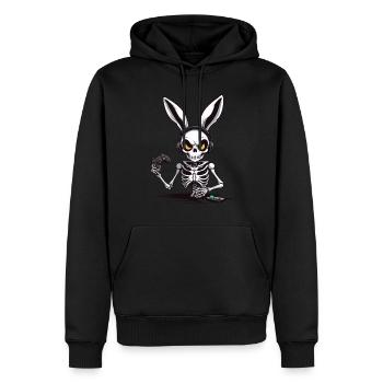 Lapin de Pâques Gamer & Gaming Streetwear Iconique - Sweat à capuche Premium bio Homme - noir - Devant - Nico (187cm)