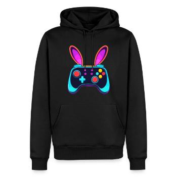 Lapin de Pâques Gamer & Gaming Streetwear Iconique - Sweat à capuche Premium bio Homme - noir - Devant - Nico (187cm)