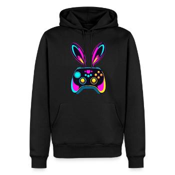 Lapin de Pâques Gamer - Gaming Streetwear Iconique - Sweat à capuche Premium bio Homme - noir - Devant - Nico (187cm)