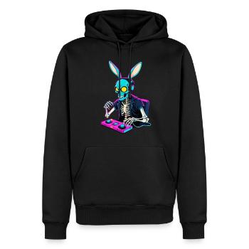 Lapin de Pâques Gamer & Gaming Streetwear Iconique - Sweat à capuche Premium bio Homme - noir - Devant - Nico (187cm)