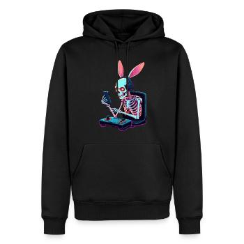 Lapin de Pâques Gamer et Design de streetwear de jeu - Sweat à capuche Premium bio Homme - noir - Devant - Nico (187cm)