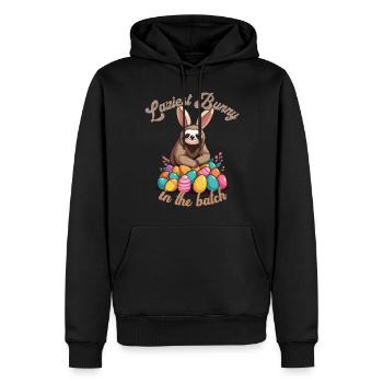 Drôle de dicton Mignon Pâques paresseux paresseux paresseux - Sweat à capuche Premium bio Homme - noir - Devant - Nico (187cm)