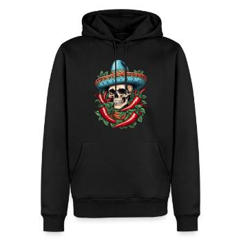 Aesthetic Chili Streetwear Hot Skull Look - Men’s Premium Organic Hoodie - black - Front - Nico (187cm)