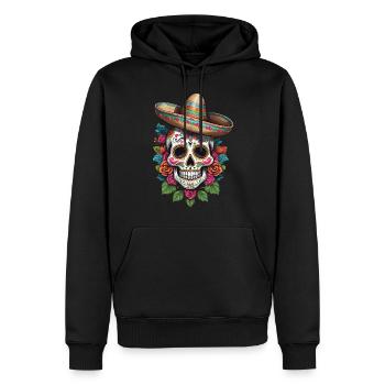 Design streetwear emblématique de Sugar Skull Mexico - Sweat à capuche Premium bio Homme - noir - Devant - Nico (187cm)