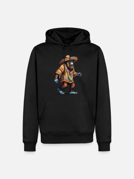 Mexican Bigfoot Sasquatch Sombrero - Men’s Premium Organic Hoodie - black