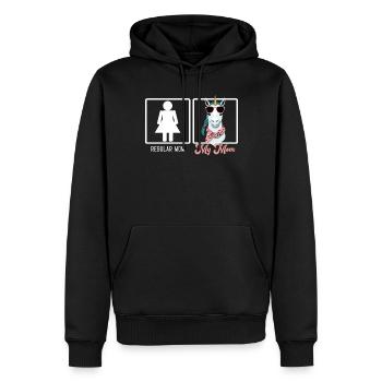 Drôle Maman Comparaison Licorne Maman - Sweat à capuche Premium bio Homme - noir - Devant - Nico (187cm)