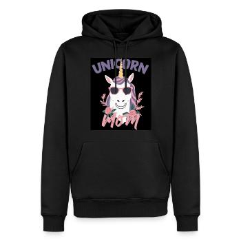 Einhorn Mama Lustige Stylische Einhorn Frau - Männer Premium Bio Hoodie - Schwarz - Vorne - Nico (187cm)