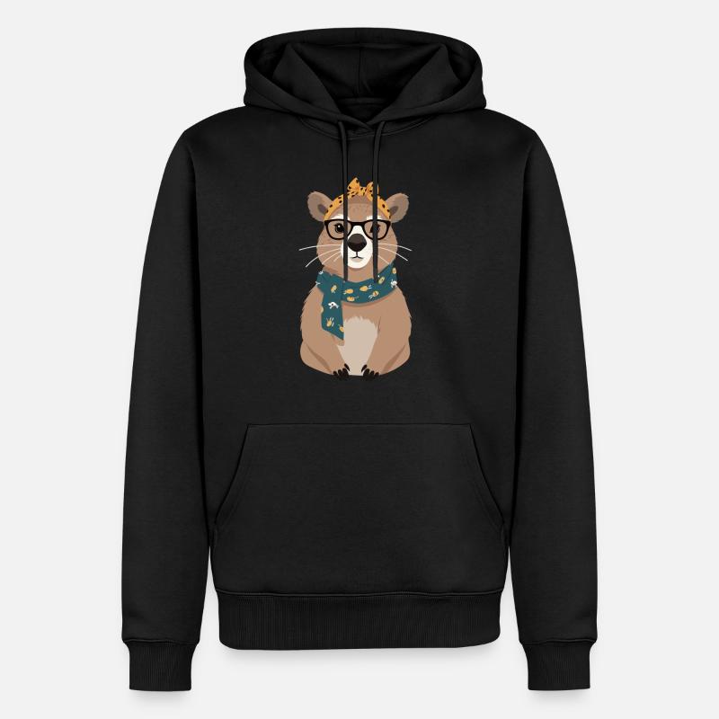 Drôle Capymama Capybara Mère Design - Sweat à capuche Premium bio Homme - noir