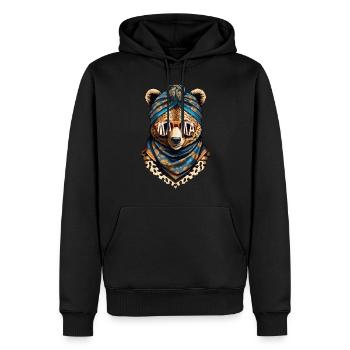 Drôle Maman Ours Mère Ours Fête des Mères - Sweat à capuche Premium bio Homme - noir - Devant - Nico (187cm)