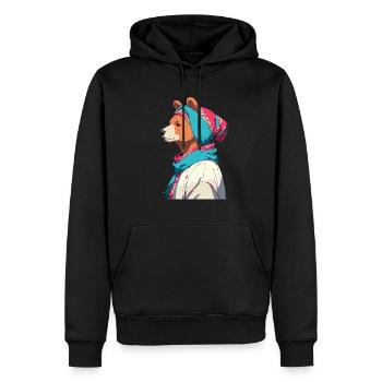 Drôle Maman Ours Mère Ours Ours Amoureux de l’Ours - Sweat à capuche Premium bio Homme - noir - Devant - Nico (187cm)