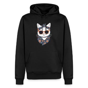 Mignon Chat Maman Cat Amant Maman Style - Sweat à capuche Premium bio Homme - noir - Devant - Nico (187cm)