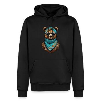 Drôle Maman Ours Mère Ours Fête des Mères - Sweat à capuche Premium bio Homme - noir - Devant - Nico (187cm)
