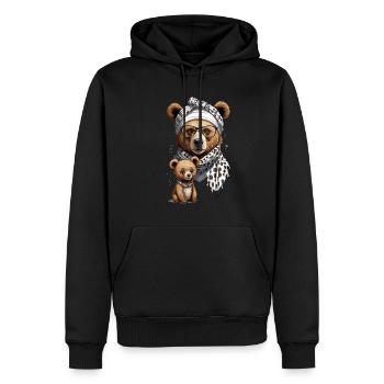 Funny Mama Bear Mother Bear Bear Lover - Men’s Premium Organic Hoodie - black - Front - Nico (187cm)
