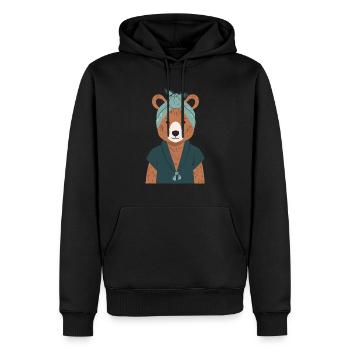 Drôle Maman Ours Mère Ours Ours Amoureux de l’Ours - Sweat à capuche Premium bio Homme - noir - Devant - Nico (187cm)