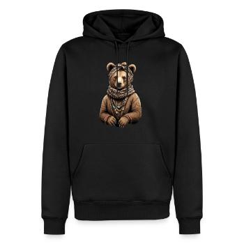 Drôle Maman Ours Mère Ours Fête des Mères - Sweat à capuche Premium bio Homme - noir - Devant - Nico (187cm)