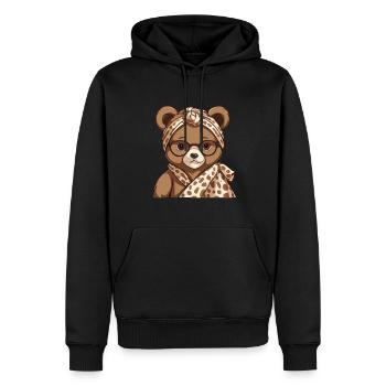 Drôle Maman Ours Mère Ours Ours Amoureux de l’Ours - Sweat à capuche Premium bio Homme - noir - Devant - Nico (187cm)