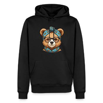 Drôle Maman Ours Mère Ours Ours Amoureux de l’Ours - Sweat à capuche Premium bio Homme - noir - Devant - Nico (187cm)