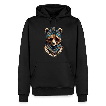 Drôle Maman Ours Mère Ours Ours Amoureux de l’Ours - Sweat à capuche Premium bio Homme - noir - Devant - Nico (187cm)