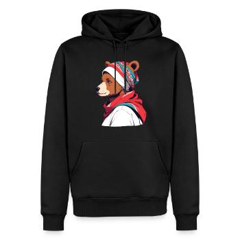Drôle Maman Ours Mère Ours Ours Amoureux de l’Ours - Sweat à capuche Premium bio Homme - noir - Devant - Nico (187cm)