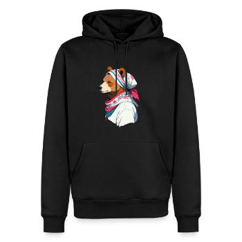 Drôle Maman Ours Mère Ours Ours Amoureux de l’Ours - Sweat à capuche Premium bio Homme - noir - Devant - Nico (187cm)