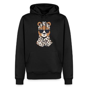 Drôle Maman Ours Mère Ours Ours Amoureux de l’Ours - Sweat à capuche Premium bio Homme - noir - Devant - Nico (187cm)