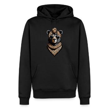 Drôle Maman Ours Mère Ours Ours Amoureux de l’Ours - Sweat à capuche Premium bio Homme - noir - Devant - Nico (187cm)
