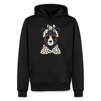 Drôle Maman Ours Mère Ours Ours Amoureux de l’Ours - Sweat à capuche Premium bio Homme - noir - Devant - Nico (187cm)