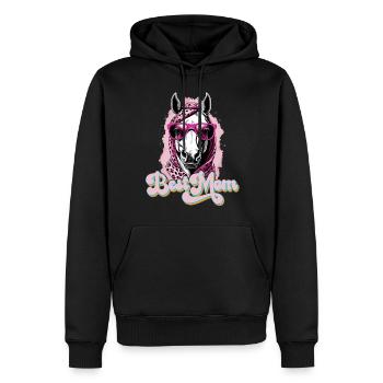 Mama Pferd Stilvolle Pferdeliebe Design - Männer Premium Bio Hoodie - Schwarz - Vorne - Nico (187cm)