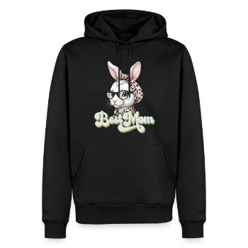 Maman Lapin Mignon Lapin de Pâques Lapin Amoureux Maman - Sweat à capuche Premium bio Homme - noir - Devant - Nico (187cm)