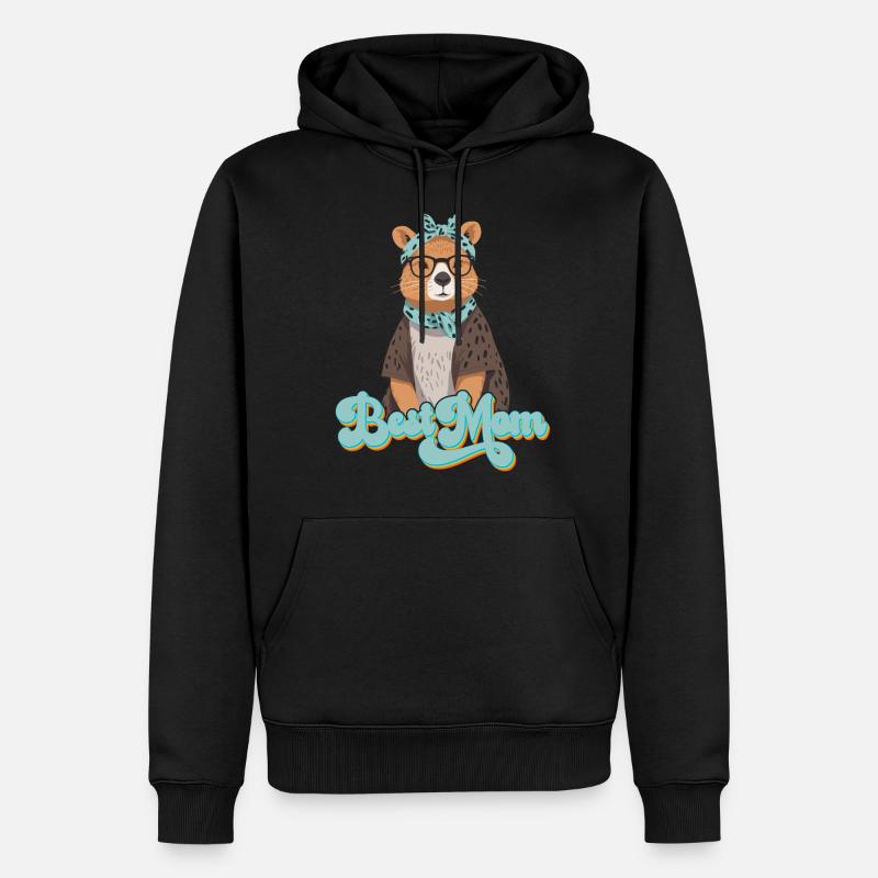 Drôle Capymama Capybara Mère Design - Sweat à capuche Premium bio Homme - noir