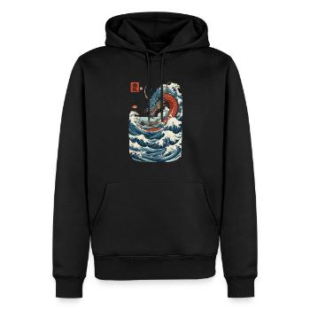 Art du dragon japonais vintage de style Ukiyo-E - Sweat à capuche Premium bio Homme - noir - Devant - Nico (187cm)