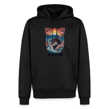 Vintage Vaporwave Stil Japanischer Drache Kunst - Männer Premium Bio Hoodie - Schwarz - Vorne - Nico (187cm)