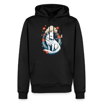 Ukiyo-E Style artistique japonais Kitsune Renard - Sweat à capuche Premium bio Homme - noir - Devant - Nico (187cm)