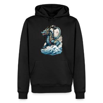 Vintage Ukiyo-E Kunst Japanischer Drache Design - Männer Premium Bio Hoodie - Schwarz - Vorne - Nico (187cm)