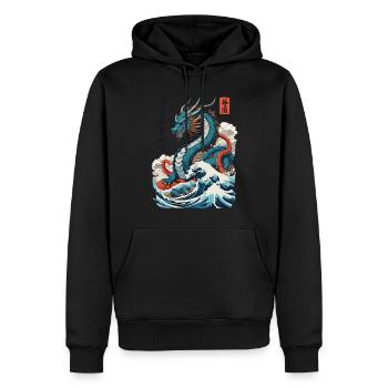 Vintage Ukiyo-E Kunst Japanischer Drache Design - Männer Premium Bio Hoodie - Schwarz - Vorne - Nico (187cm)