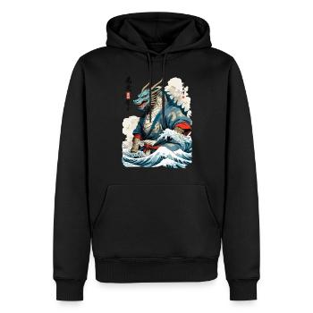 Vintage Samouraï Dragon Anime Japon Art - Sweat à capuche Premium bio Homme - noir - Devant - Nico (187cm)