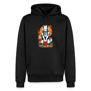Masque Kitsune Japonais Anime Kawaii Renard Fantôme - Sweat à capuche Premium bio Homme - noir - Devant - Nico (187cm)