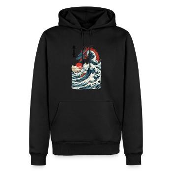 Vintage Ukiyo-E Kunst Japanischer Drache Design - Männer Premium Bio Hoodie - Schwarz - Vorne - Nico (187cm)