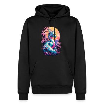 Dragon Anime Fan Dragon Japonais Vintage - Sweat à capuche Premium bio Homme - noir - Devant - Nico (187cm)