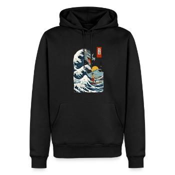 Ukiyo-E Japan Welle Vintage Japanische Drachen - Männer Premium Bio Hoodie - Schwarz - Vorne - Nico (187cm)