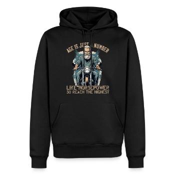 Lustiger Biker Opa Vintage Motorrad Retro Style - Männer Premium Bio Hoodie - Schwarz - Vorne - Nico (187cm)