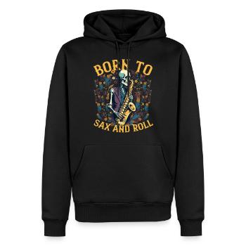 Saxophonist Rocker Lustiges Jazz Musik Design - Männer Premium Bio Hoodie - Schwarz - Vorne - Nico (187cm)