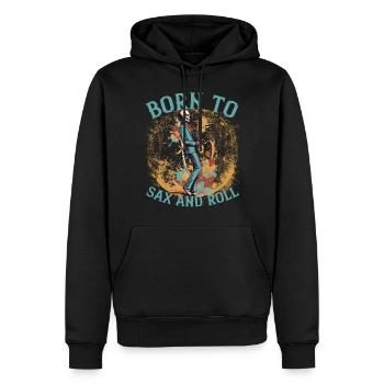 Saxophonist Rock Lustiges Jazz Musik Design - Männer Premium Bio Hoodie - Schwarz - Vorne - Nico (187cm)
