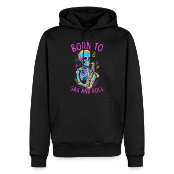 Zum Saxophonisten Geboren Lustiges Jazz Design - Männer Premium Bio Hoodie - Schwarz - Vorne - Nico (187cm)