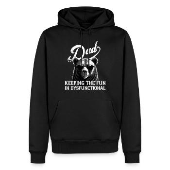 Humorvoller Vatertag Spruch Fun in Dysfunctional - Männer Premium Bio Hoodie - Schwarz - Vorne - Nico (187cm)